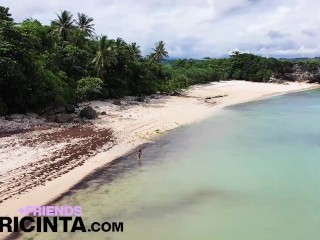 Putri Cinta swims naked at the beach exposing her pussy and boobs