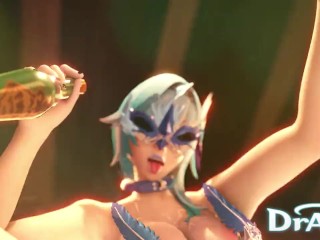 Genshin Impact Eula - Dancing at a party in mondstadt night club striptease - micro bikini
