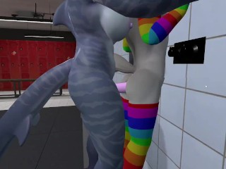 Heat anthro Futa furry dragon hot anal with furry girl in the shower