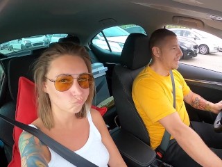 Wife gives me handjob while driving a car!