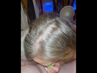 Just a slut wife gagging on hubby cock and loving the cum in my mouth