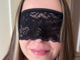 Flat chastity with fake cock. Mistress teasing fake cock in chastity