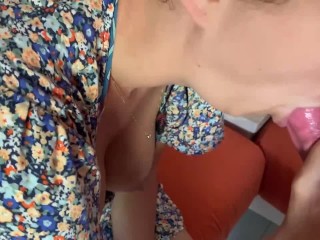 Blowjob and cum on tits before going to the beach