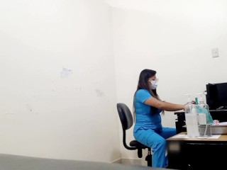 nurse conducts interview in her office and then gives intense blowjob to stranger