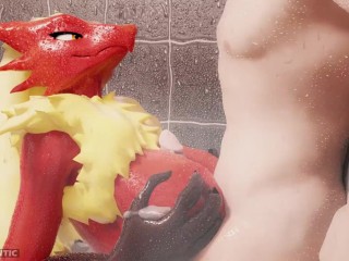 Blaziken takes care of you in the shower