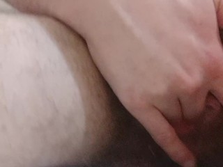 Trans guy Masterbating big clit and squirting some