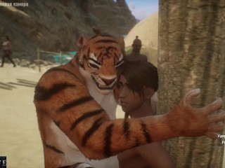 Tigress furry fucks the guy by the pole - Wild Life