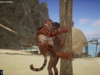 Tigress furry fucks the guy by the pole - Wild Life