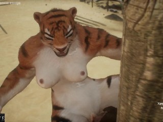 Tigress furry fucks the guy by the pole - Wild Life