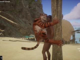 Tigress furry fucks the guy by the pole - Wild Life