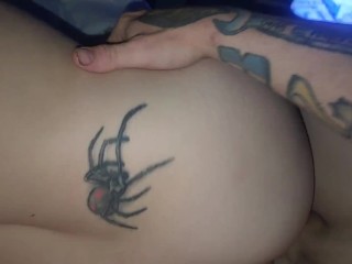 Fucking a hot tattooed Goth girl in a hotel