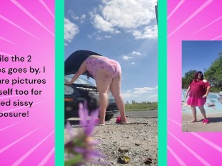 Chub trans/sissy looks under hood in sissy swim suit! - Dare
