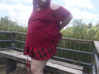 Chub trans looks for cock to suck in the woods!