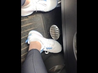 Pedal pumping in my sneakers while my mini Cooper is running