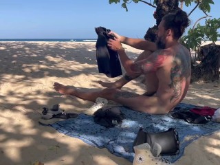 Get naked on a public beach