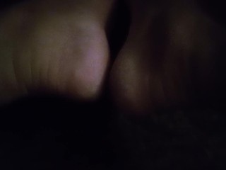 POV YOU SNEAK UP IN A DIM LIGHT ROOM AT NIGHT AND WATCH ME UNWIND MY BIG FEET UNDER TABLE