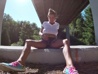 Rachel Lee HH22 River walk ends in finger fucked and squirting orgasm! Huge fountain squirt