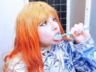 ⋆˚✿˖°ᰔᩚ🧚🏻‍♀️🦷 Redhead brushes her teeth 🧡🪥˚ ༘ ೀ⋆｡˚
