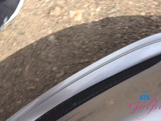 Drive along the California coast with amateur Renee Rose roadhead and footjob POV