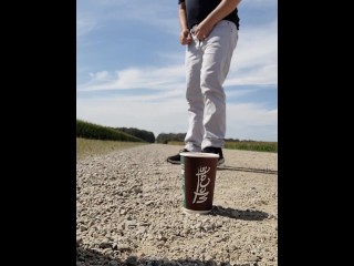 Windy Outdoor Stream Pissing in a McDonald's Cup