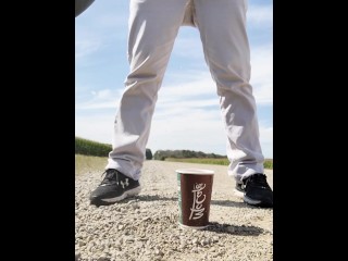 Windy Outdoor Stream Pissing in a McDonald's Cup