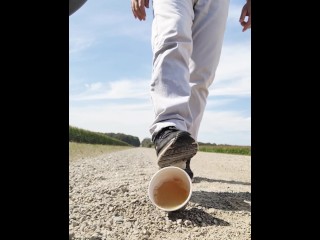 Windy Outdoor Stream Pissing in a McDonald's Cup