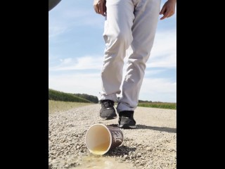 Windy Outdoor Stream Pissing in a McDonald's Cup