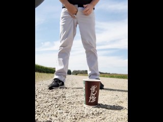 Windy Outdoor Stream Pissing in a McDonald's Cup