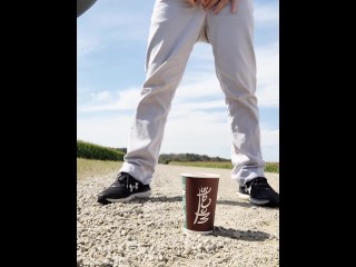 Windy Outdoor Stream Pissing in a McDonald's Cup
