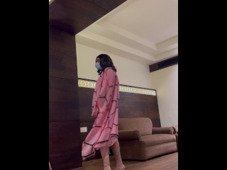 Indian Femboy Cross Dresser Jessica Leone Walking in Saree and showing Sexy Ass