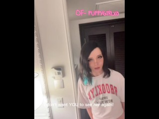 POV-Trans girlfriend tries to get him to stop flirting with her gf- deep throat and fucked