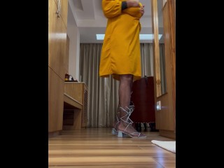 Indian Sissy Femboy Crossdresser Jessica Yello Sexy Yello Dress Striptease