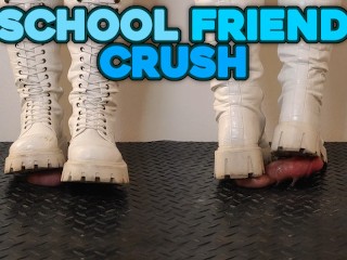 School Friend Crushing and Marching in Painful White Snow Boots - Bootjob, Ballbusting, CBT