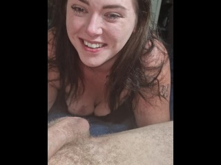 Brunette smoking slutty milf blows, eats ass, prostate massage for explosive cumshot