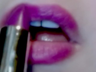 Purple Lipstick Smoking with Black latex gloves ( FAN VIDEO ) special thanks!