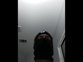 Masked man moans for you while playing with his cock *Moaning, Whimpering*