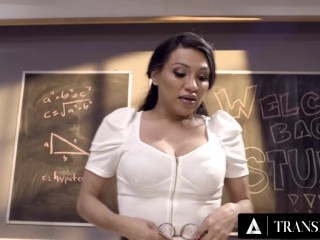 TRANSFIXED - Popular 18yo Lesbians Team Up To Fuck Their Hot New Trans Latina Teacher Jessy Dubai