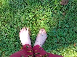 POV Earthing my toes in some wet ass grass