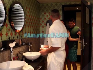 BUSTY BRUNETTE GETS DOUBLE FACIAL FROM HUSBAND AND DAMON DICE (full vid on onlyfans @damondice8)
