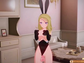 金髪美女のバニーガールの子宮にたっぷりザーメン流し込む♡　ハニカム実況