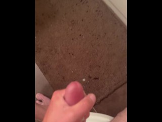 Draining a huge load out of my balls. Massive cumshot hits the bathtub