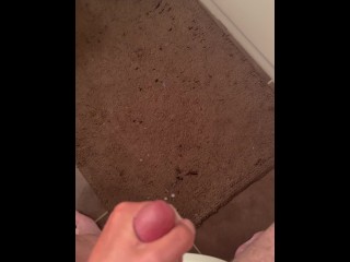 Draining a huge load out of my balls. Massive cumshot hits the bathtub