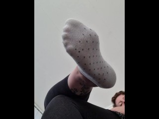 Lay down under my feet and count all the spots on my anklesocks.😏