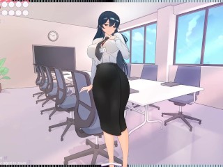 Tsundere Milfin [ HENTAI Game ] Ep.3 public creampie my muslim boss tight pussy at work