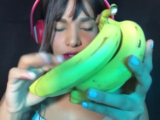 ASMR 🍌SEXY LICK Banana and Yogurt 🍧 Eating