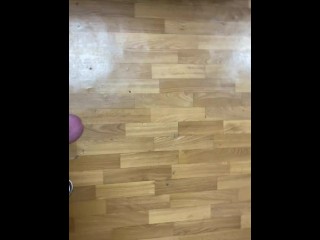 I walk around the center of the office, jerk off and cum