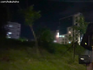 Played with vibrator outdoors, kneeling on the ground and twisting her butt like a puppy!