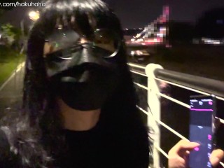 Played with vibrator outdoors, kneeling on the ground and twisting her butt like a puppy!