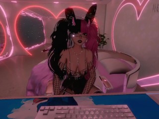 Your virtual Girlfriend gets under the desk support and cums hard