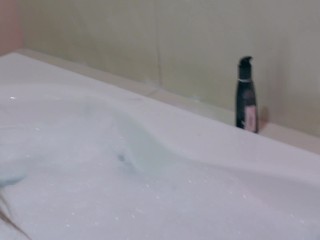 riding a dildo in bathtub while two guys watch me